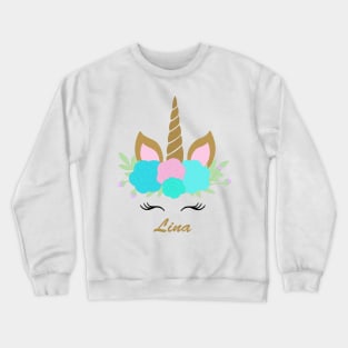 Unicorn Lina - Teal Crewneck Sweatshirt